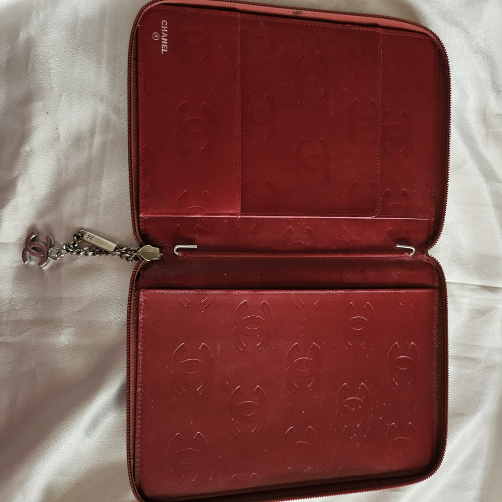 Authentic Chanel Rare Dark Red Cambon Large Zip Notebook Agenda - Picture 4 of 9